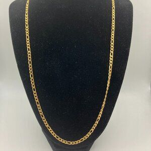 Real 18k Gold Plated Figaro 22 inch NEW Chain Real 24k Gold Plated Lobster Clasp